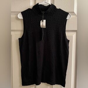 CABLE & GAUGE ~Black Embellished Sleeveless TOP~NWT~LG
